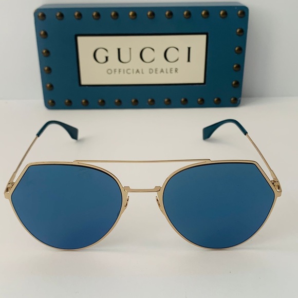 💯 - New Authentic Fendi Eyeline Blue Metal Sunglasses FF 0194/S 000552A - Picture 5 of 14